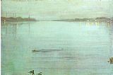 James Abbott Mcneill Whistler Canvas Paintings - Nocturne- Blue and Silver